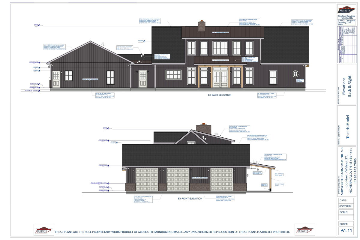 The Iris – Blueprints - Midsouth Barndominiums, LLC, image size:1200x800